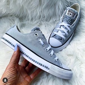 Grey Converse W Iridescent Pearls